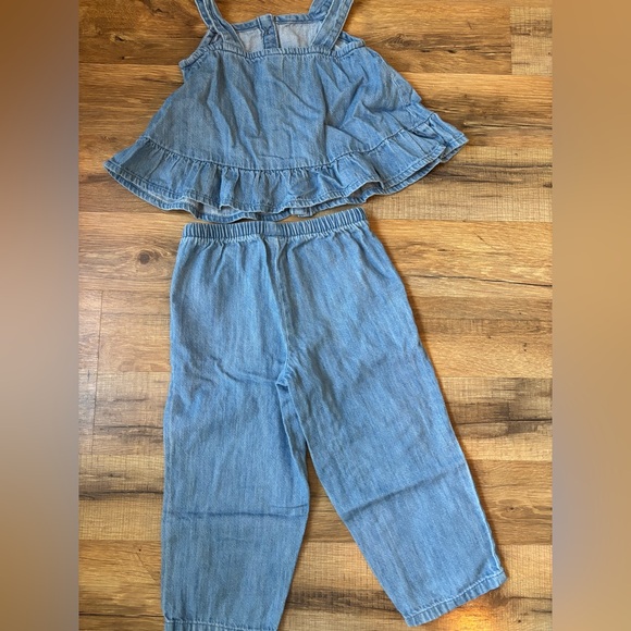 Light Blue Denim Set With Ruffle - Picture 2 of 3